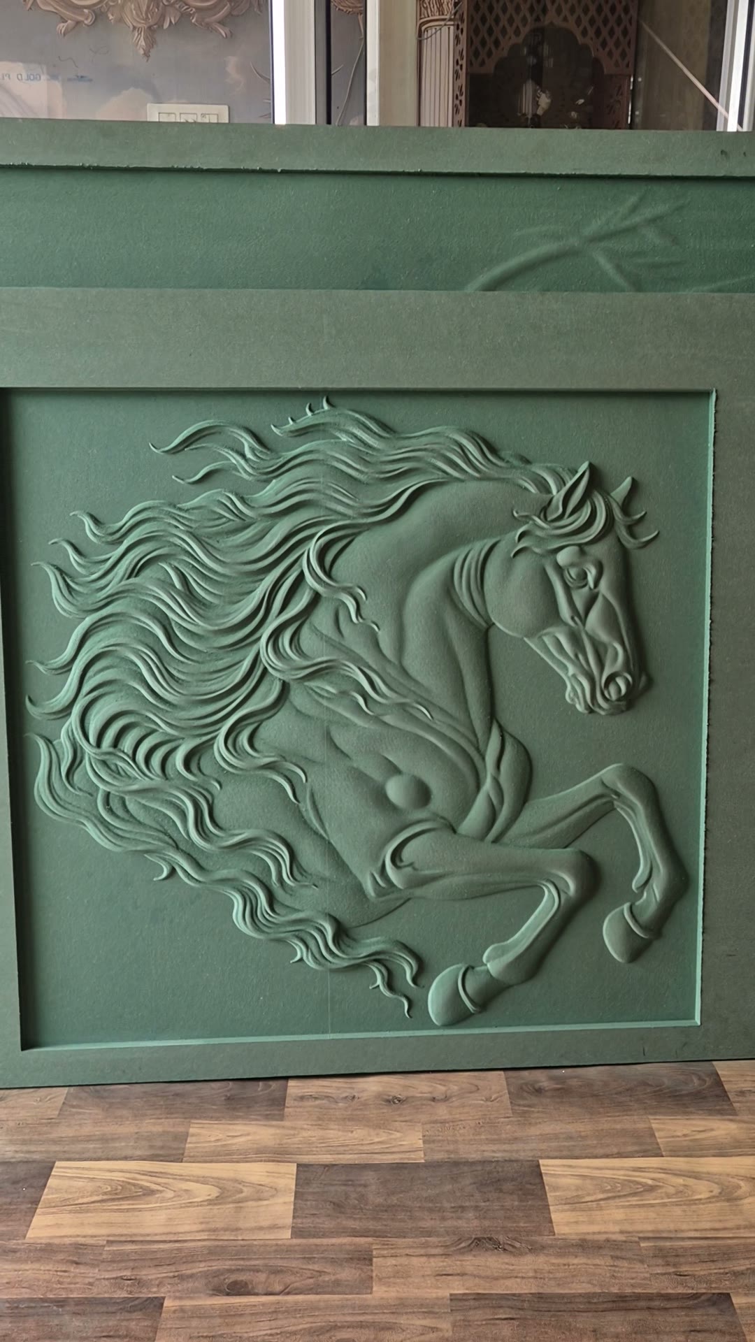 3D Carved Horse Panel